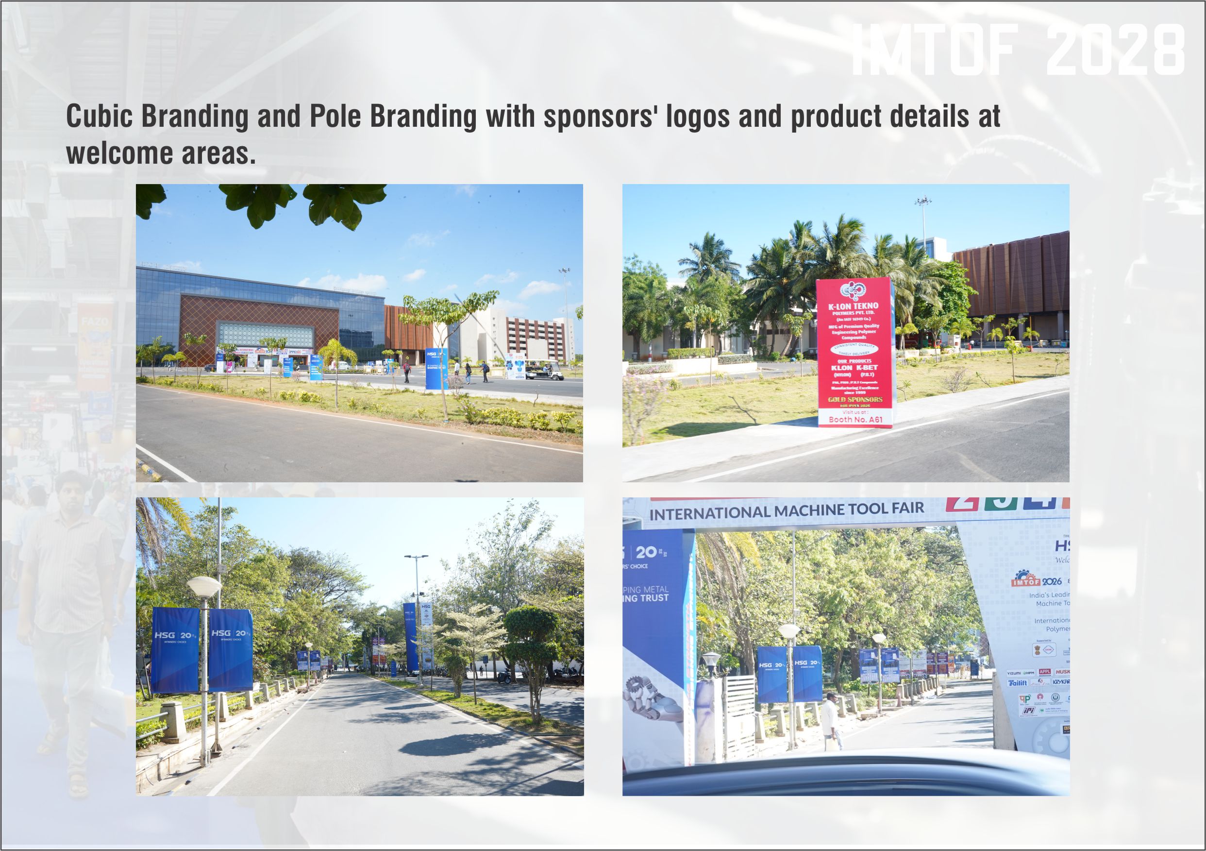 Cubic and pole branding around the venue