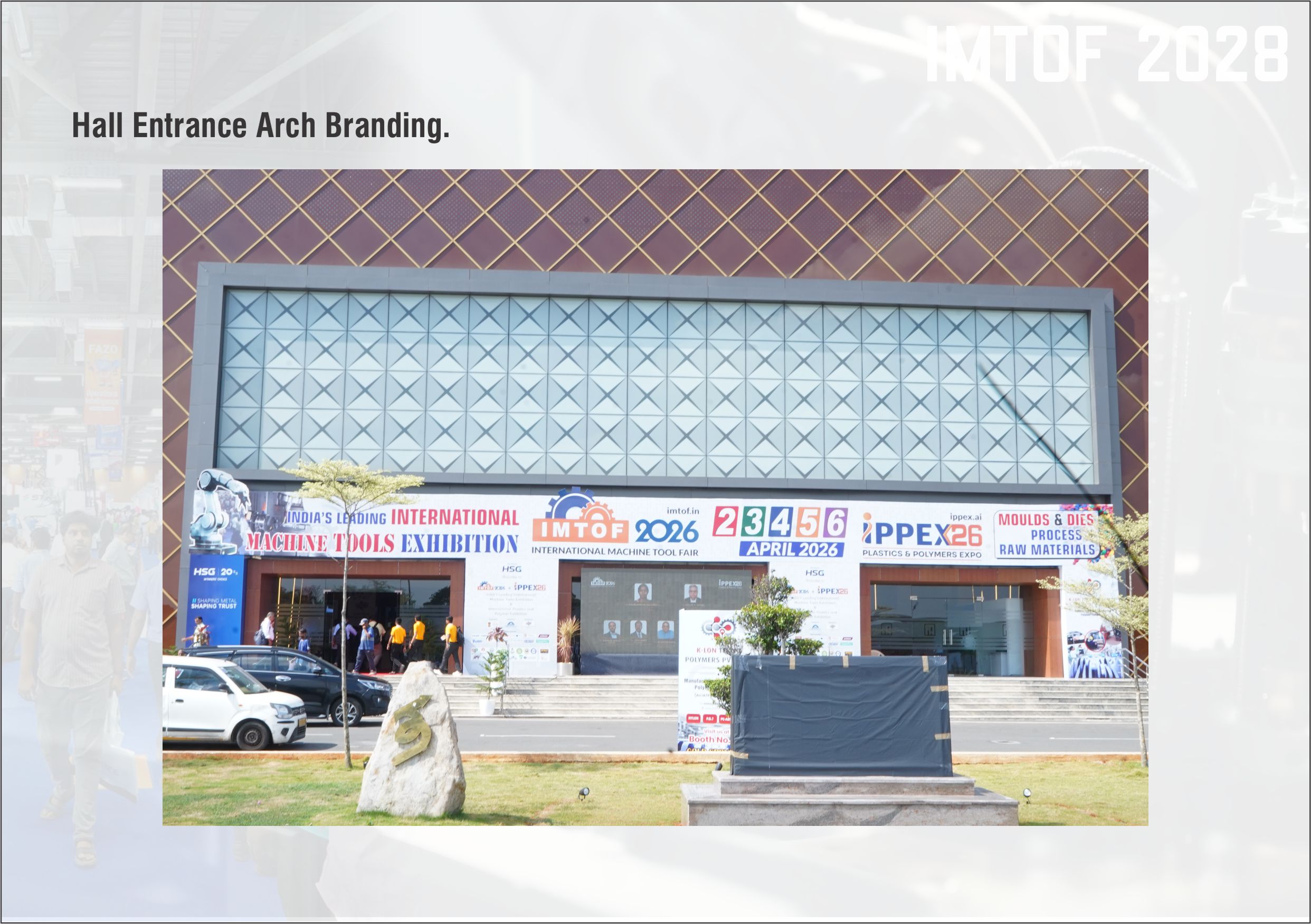 Hall entrance arch branding