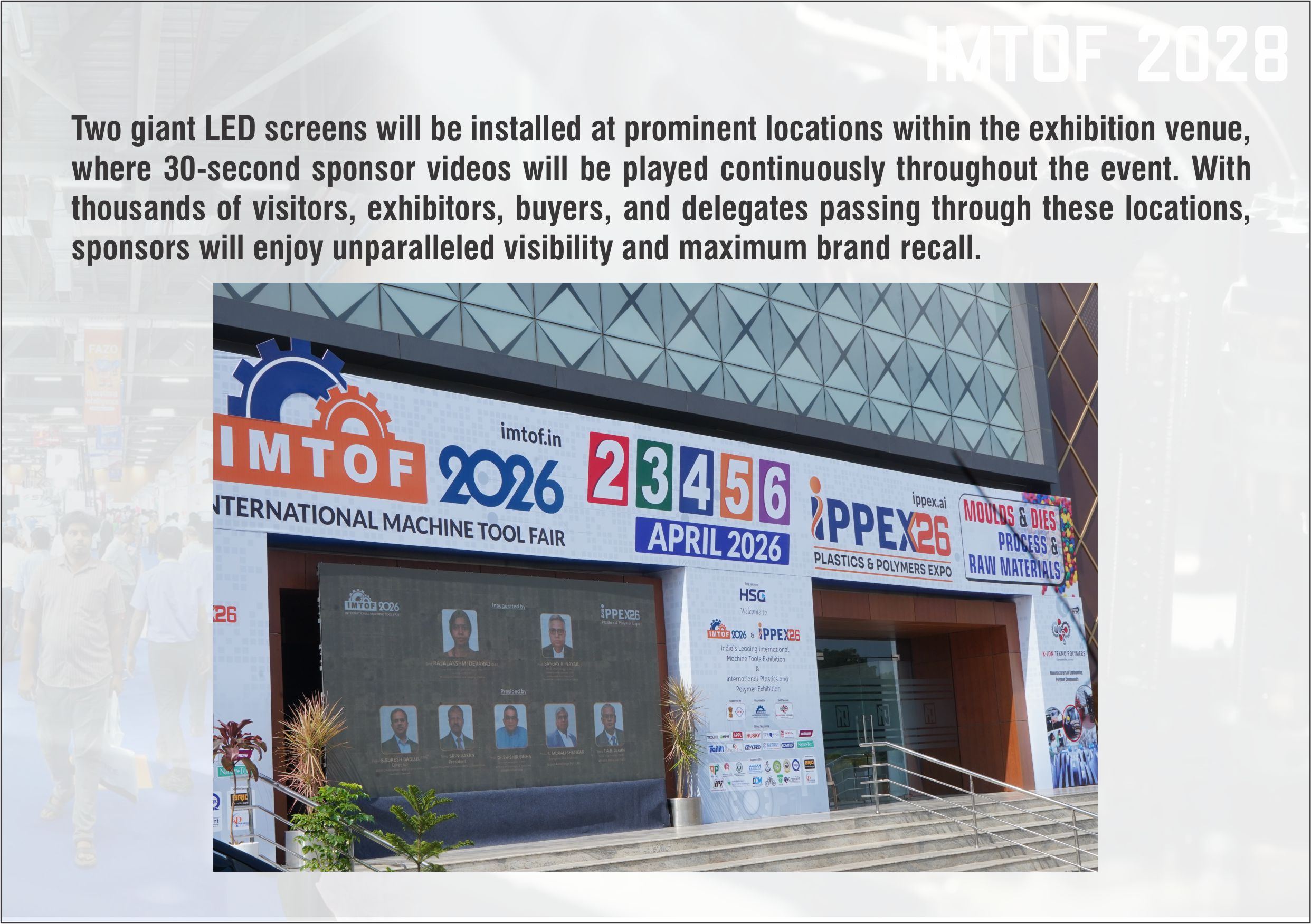 LED screen branding at the exhibition entrance